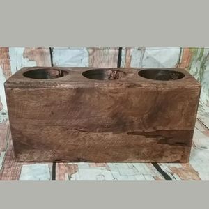 None Accents - Farmhouse Primitive 3-Hole Wood Sugar Mold None Accents - Farmhouse Primitive 3-Hole Wood Sugar Mold